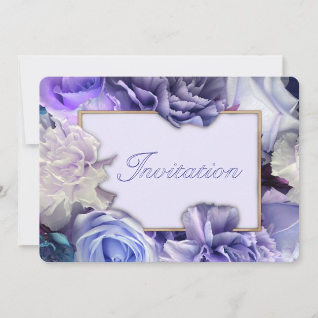 Violet Blue Rose Birthday Party Invitation (Devant)