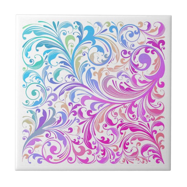 Violet Blue Swirl Motif moderne Carreaux en cérami (Devant)