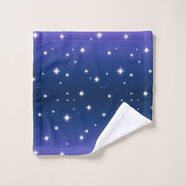 Violet Déclinent de nuit avec motif des étoiles sc (Gant de toilette)