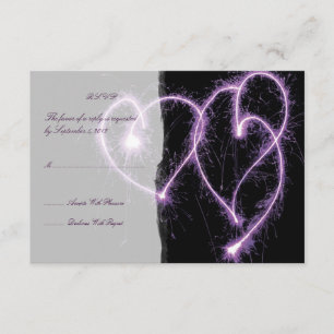 Violet Deux Coeurs Étincelants Mariage RSVP