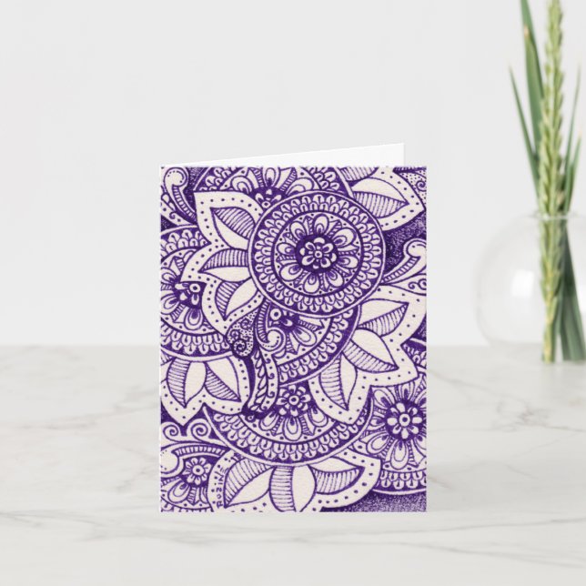 Violet et blanc Damas indien Mandala Merci (Devant)