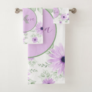 Violet et et aquarelle verte personnalisés Floral