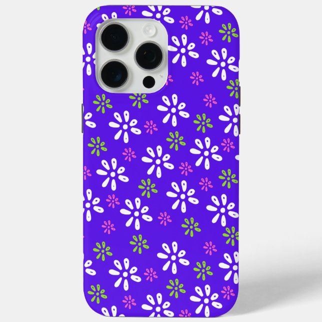 Violet Flowers Motif iPhone 15 Pro Max Coque (Verso)