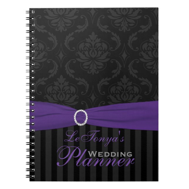 Violet, Gris, Noir Damas Carnet rayé (Devant)