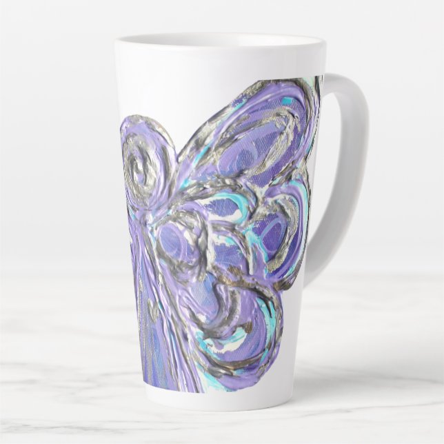 Violet Guardian Angel Art Custom Latte Mug Cup (Angle droit)