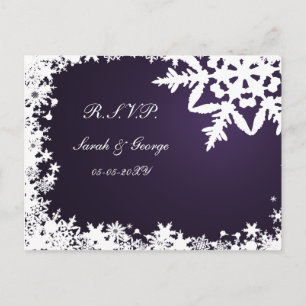 violet hiver Mariage carte rsvp