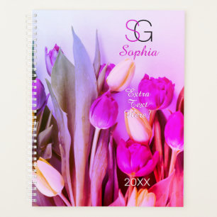 Violet jaune Tulipe rose Nom Monogramme Titre Anné