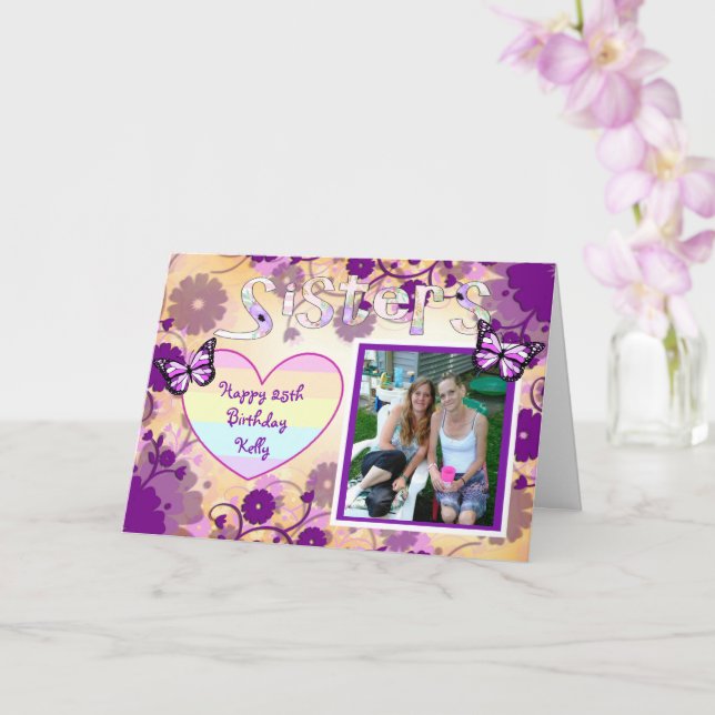 Violet Joyeux Carte photo d'anniversaire pour soeu (Orchidée)
