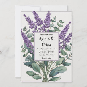 violet lavande et eucalyptus invitations de mariag