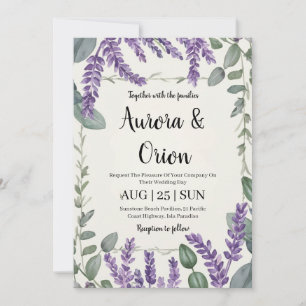 violet lavande et eucalyptus invitations de mariag