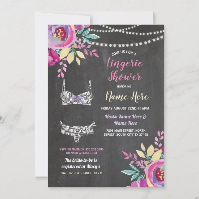 Violet Lingerie Douche Bow Panties Bra Invitation (Devant)