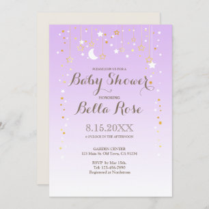 Violet Moon Star fille Invitation Baby shower