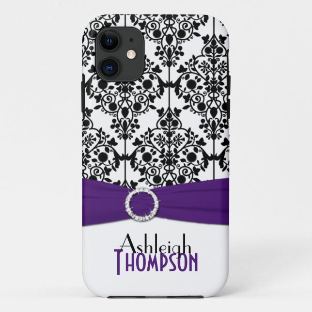 Violet, noir, blanc Damas iPhone 5 Coque (Dos)