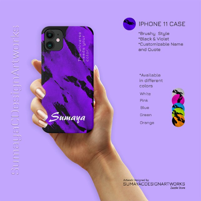 Violet noir brossé iPhone 11 Coque | Personnalisab (Brushy Black Violet iPhone 11 Case | Customizable)