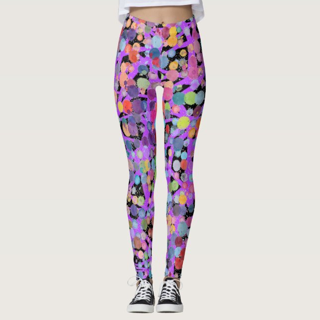 Violet noir et aquarelle Yoga Pantalons Leggings (Devant)