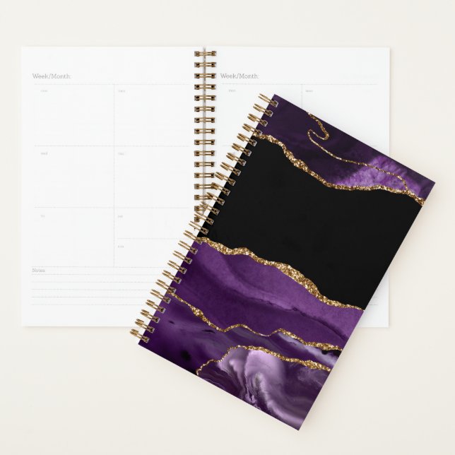 Violet Noir Marbre Agate Glam Parties scintillant  (Devant avec enveloppe)