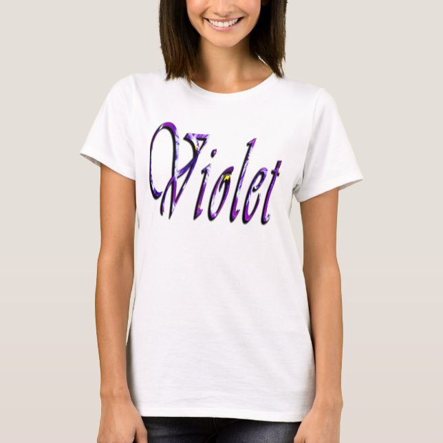 Violet, Nom Féminin, Logo, T-shirt Blanc pour Femm (Devant)