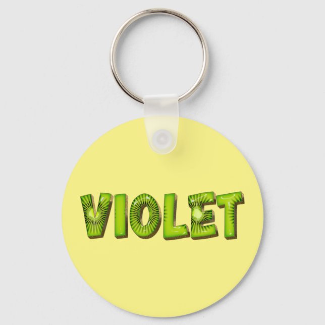 Violet Nom Kiwi Design Porte-clés (Recto)