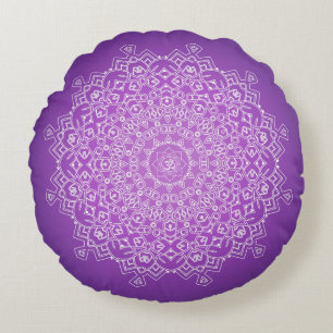 Violet Om Mandala Méditation Coussin ronde