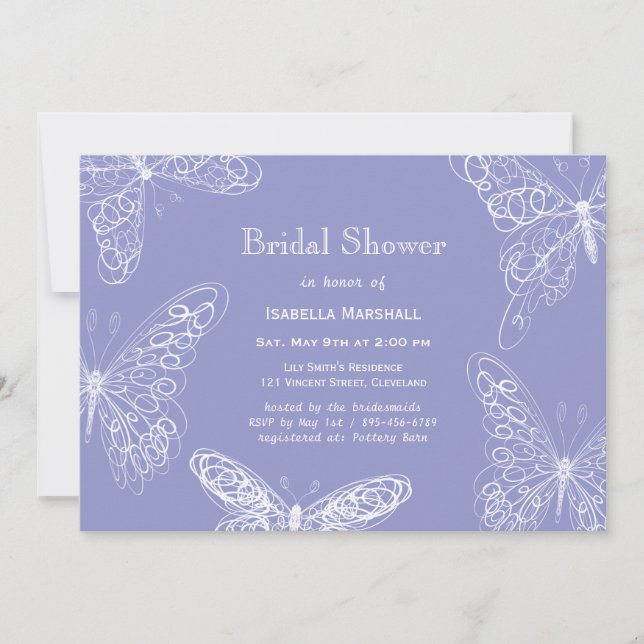 Violet Papillon nuptiale douche invitation (Devant)