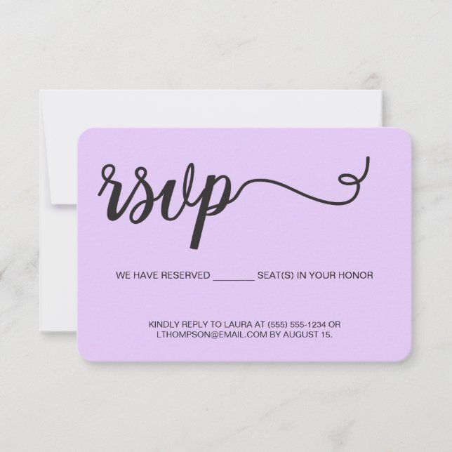 Violet Pourpre RSVP sans envoyer de siège réservé (Devant)