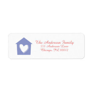 Violet Purple Heart House Étiquettes de adresse pe