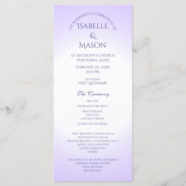 Violet Purple Wedding Programme (Devant)