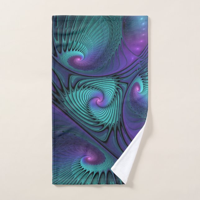 Violet rencontre Turquoise moderne art fractal abs (Serviette à main)