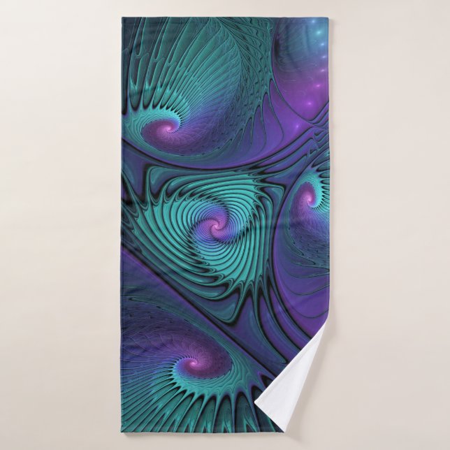 Violet rencontre Turquoise moderne art fractal abs (Serviette de bain)