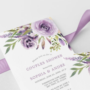 Violet Rose Floral Couples Douche Invitation