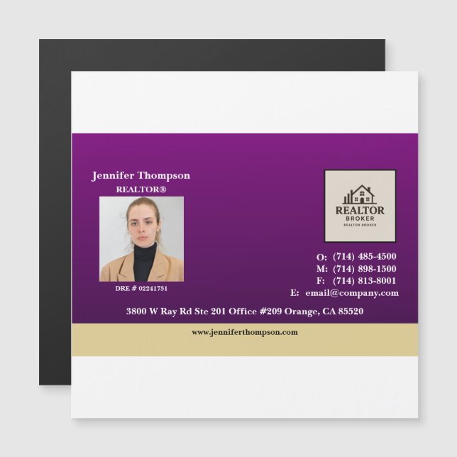 Violet royal avec aimant à accents or (Devant / Derrière)