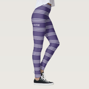 Violet Stripes leggings monogrammes personnalisés