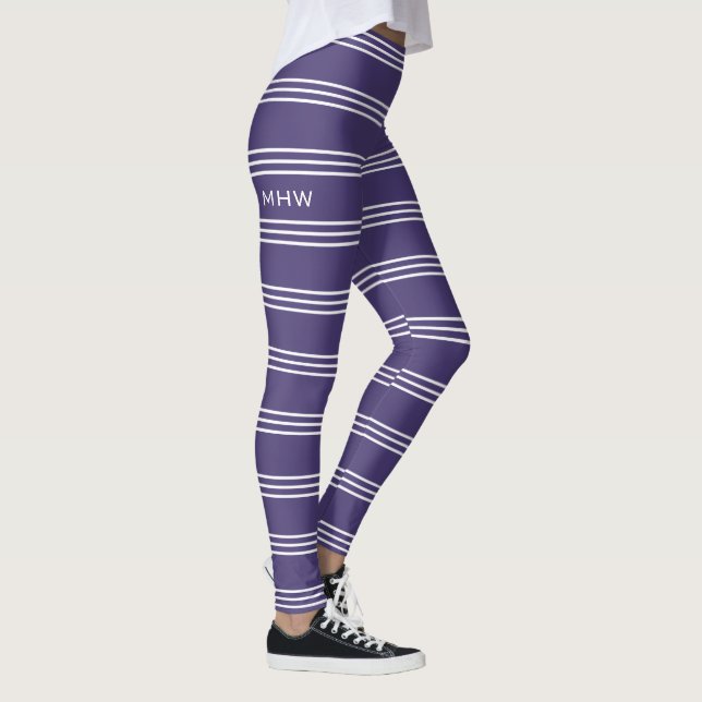 Violet Stripes leggings monogrammes personnalisés (Droite)