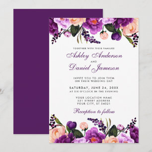 Violet ultra violet P Faire-part de mariage flor