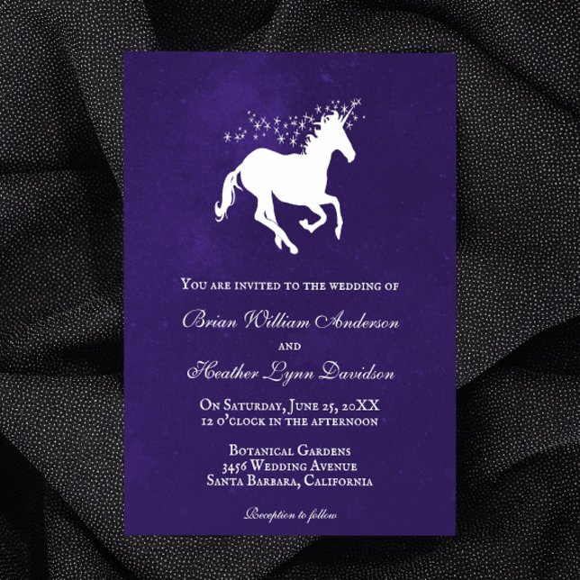 Violet Unicorn Faire-part de mariage (Violet Unicorn Wedding Invitation)