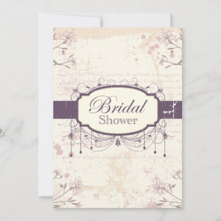 Violet vintage fleuri nuptiale invitation douche