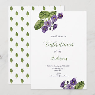 Violet violet aquarelle Dîner de Pâques Invitation