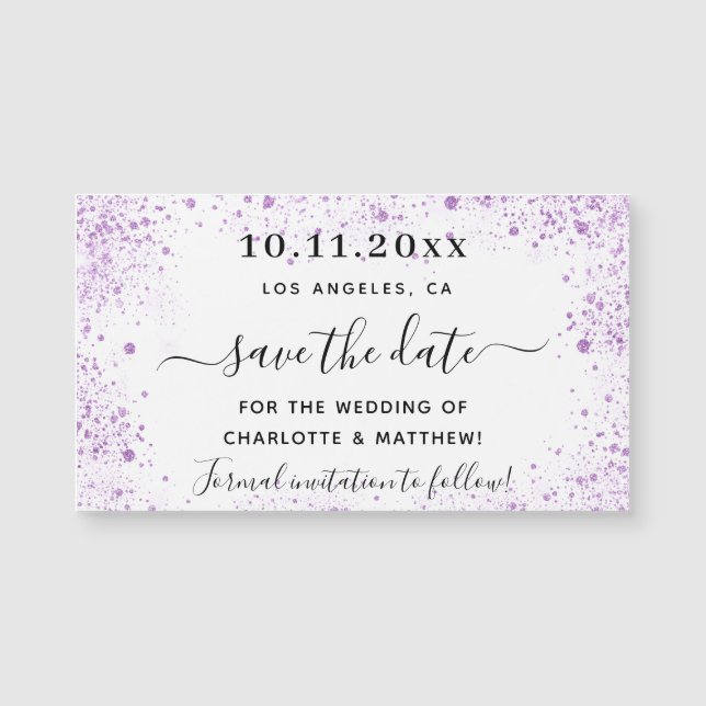 Violet violet blanc mariage enregistrer la date ai (Devant)