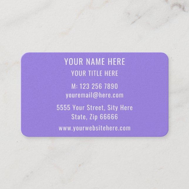 Violet violet Carte de visite Votre nom de texte I (Devant)