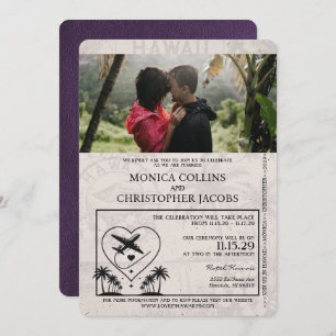 Violet violet Faire-part de mariage de passeport H