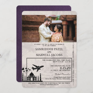 Violet violet Faire-part de mariage de passeport i
