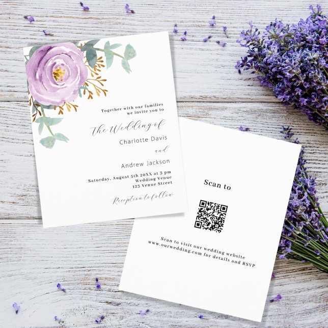 Violet violet fleuri code QR RSVP budget mariage (Créateur téléchargé)