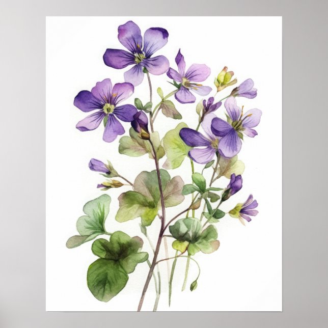 Violet violet Fleurs Art Imprimer Poster (Devant)