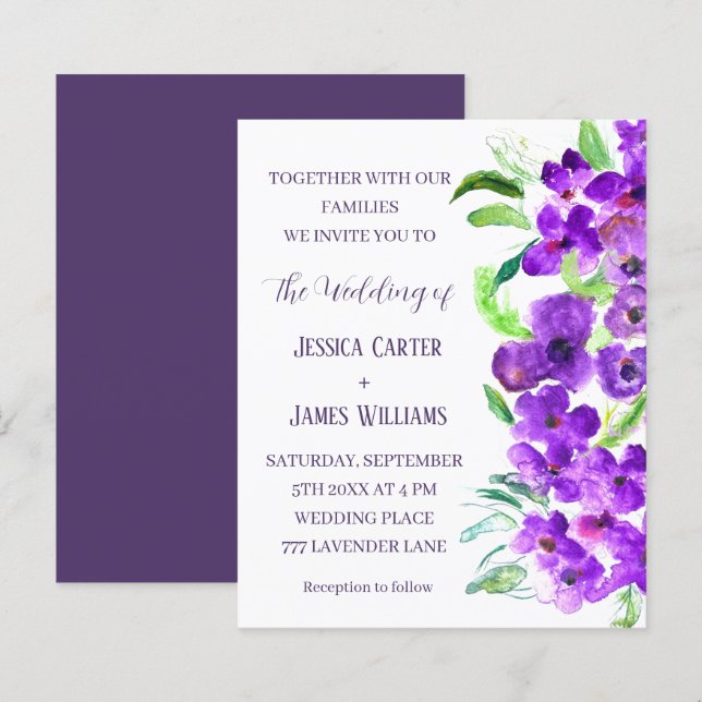 Violet violet Floral Boho Mariage d'été (Devant / Derrière)