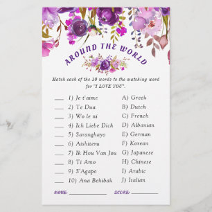 Violet Violet Floral Jeu de Fête des mariées de la