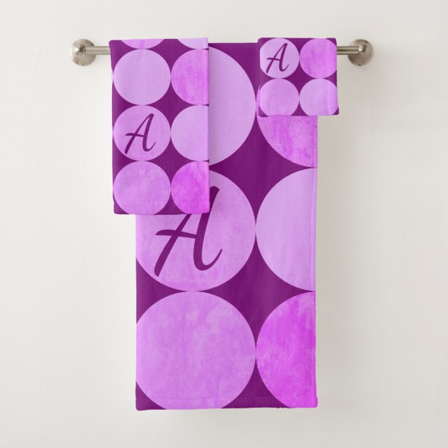Violet, Violet Magenta et Cercles roses Monogramme (En situation)