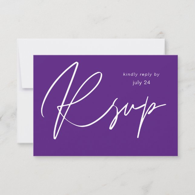 Violet violet MOD Calligraphie w Repas carte RSVP (Devant)