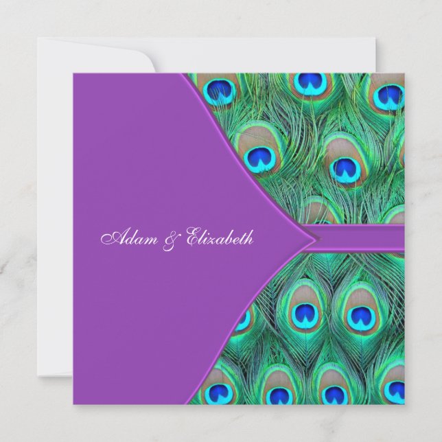 Violet Violet Peacock Invitations de mariage (Devant)