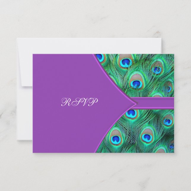 Violet violet Peacock mariage RSVP (Devant)