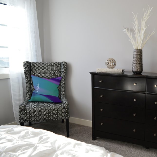 Violet violet turquoise nom Jeter oreiller (Créateur téléchargé)